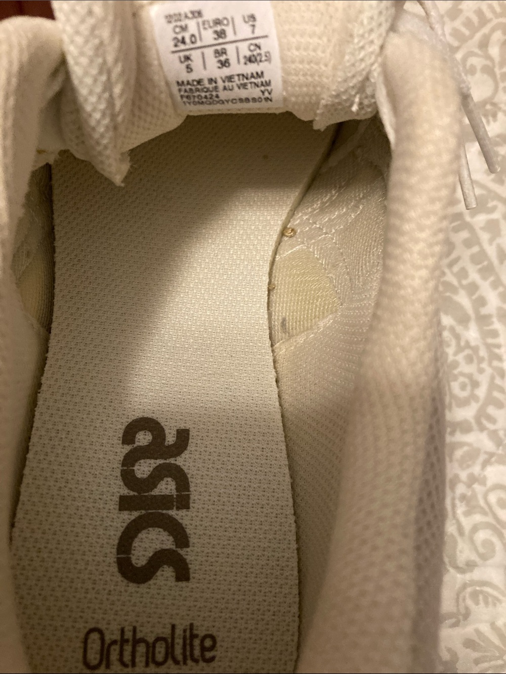 ASICS women’s Pale Pink Lace-Up Sneakers with White Stripes - Picture 4 of 4